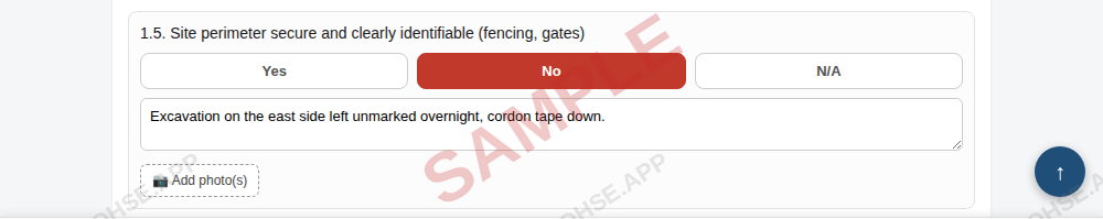 Hazard Logged Against A Checklist Item